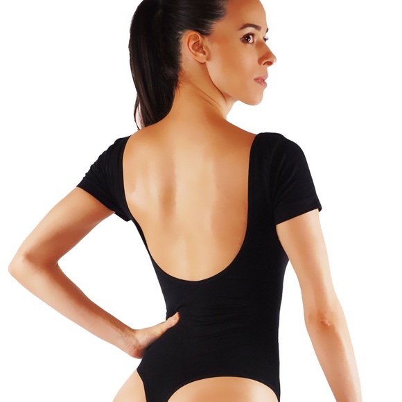 Bodysuit open back thong short sleeves - Picture 2 of 3